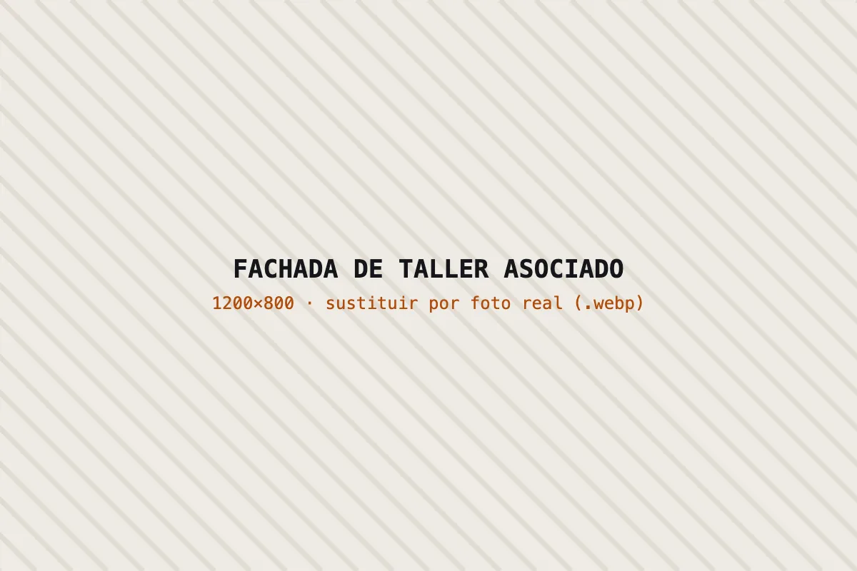 Fachada de un taller mecánico independiente asociado a Red de Talleres